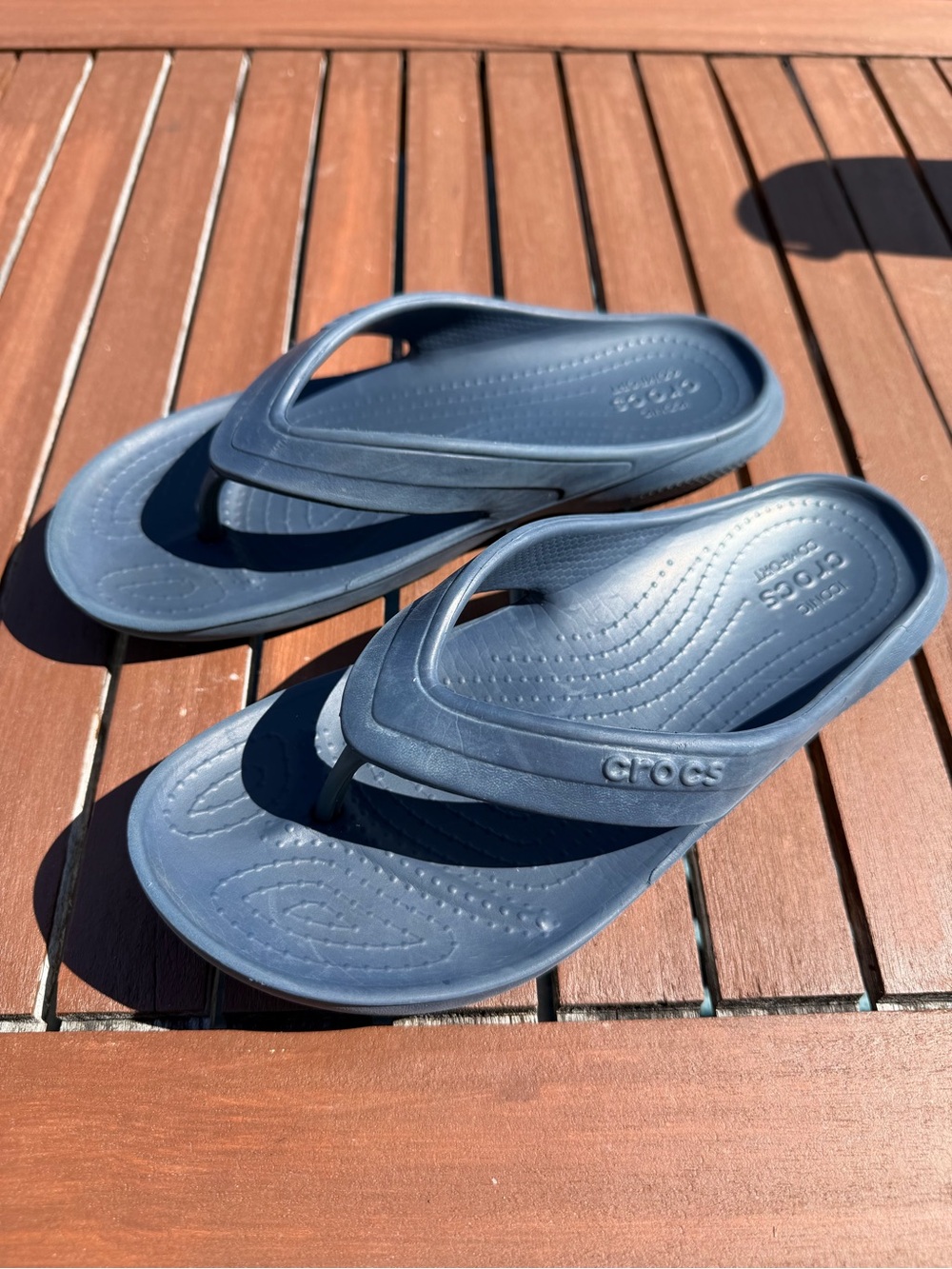 kids size 3 Crocs Navy Blue Flip Flops